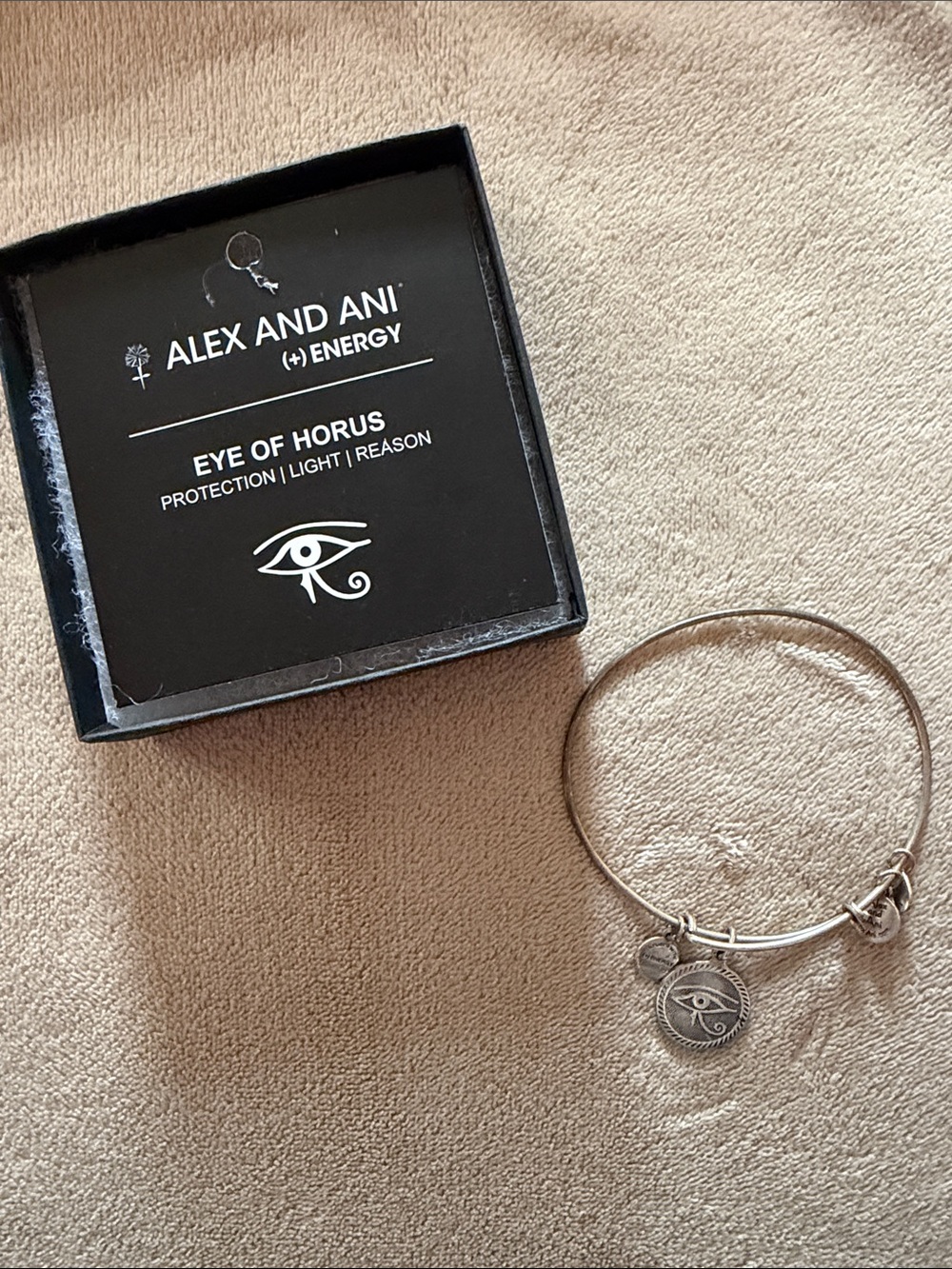 Alex and Ani Silver Eye of Horus Charm Bangle